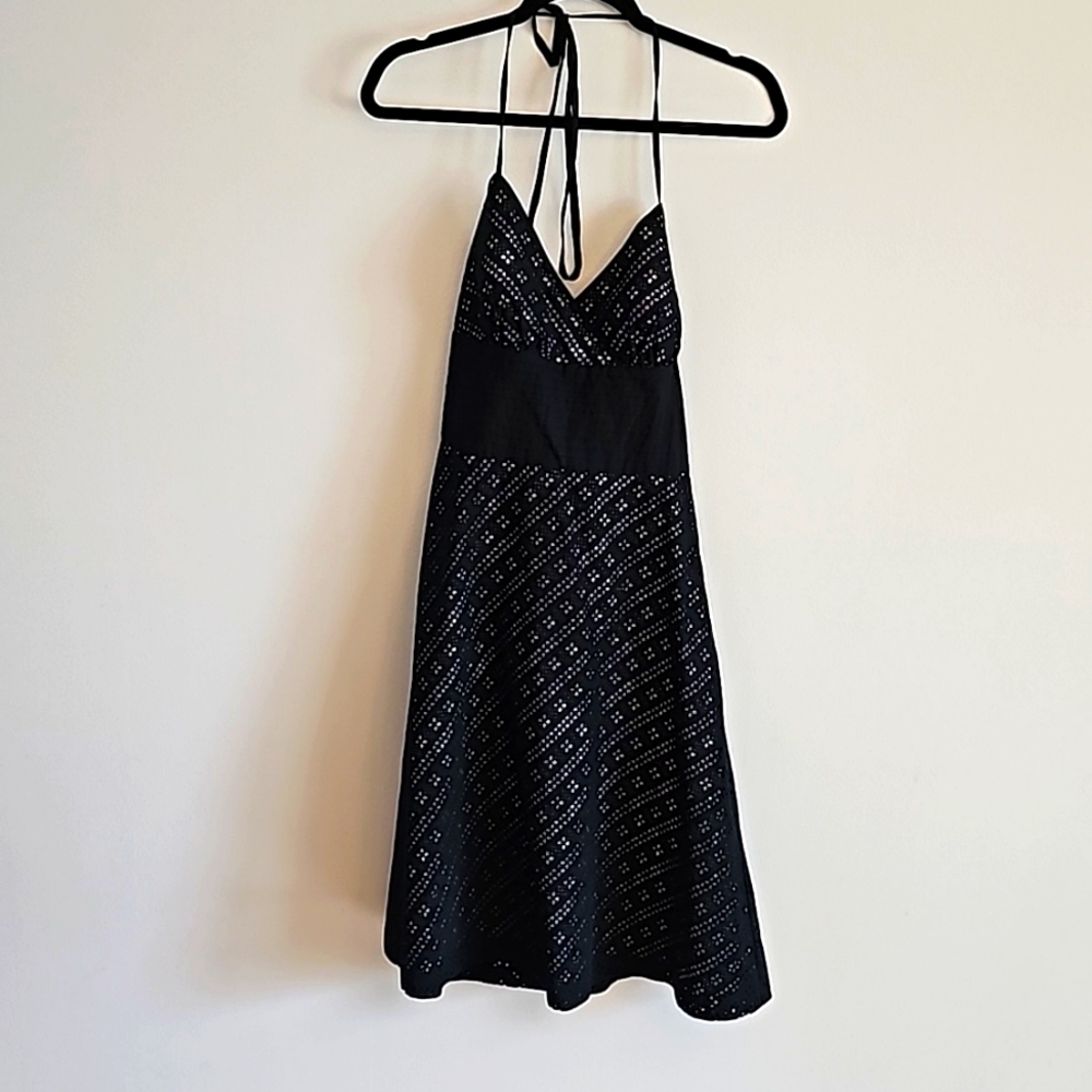White House Black Market Eyelet Style Dress Black/White